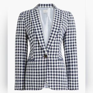 J. Crew Navy and White Plaid Fitted Blazer